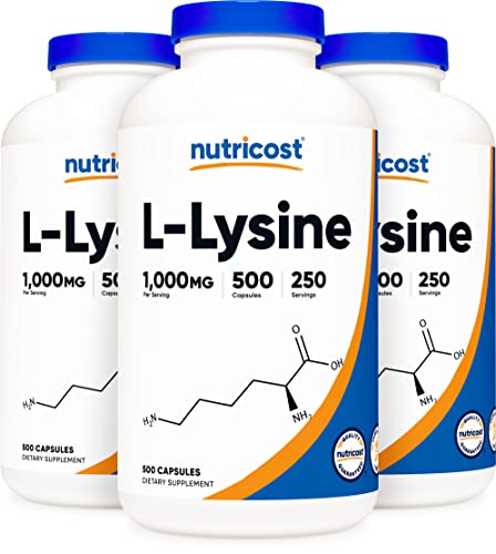 Nutricost L-Lysine 500mg (1000mg Serving), 500 Capsules (3 Bottles)