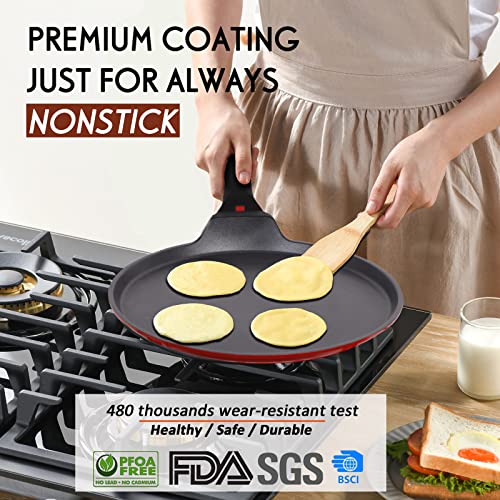 Diig Non Stick Crepe Pan 11 Inch With Spreader Spatula, No Stick Pancake Pan For Cooking, Griddle For Frying Egg, Steak, Crepe Cake, Omelette Pan With Induction Bottom #TOP2