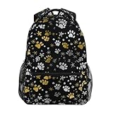 Mochilas De Viaje Huellas De Patas Doradas Y Plateadas Mochila Escolar Clásico Mochilas Escolares Resistente Bolsa De Viaje para Gimnasio Camping Senderismo