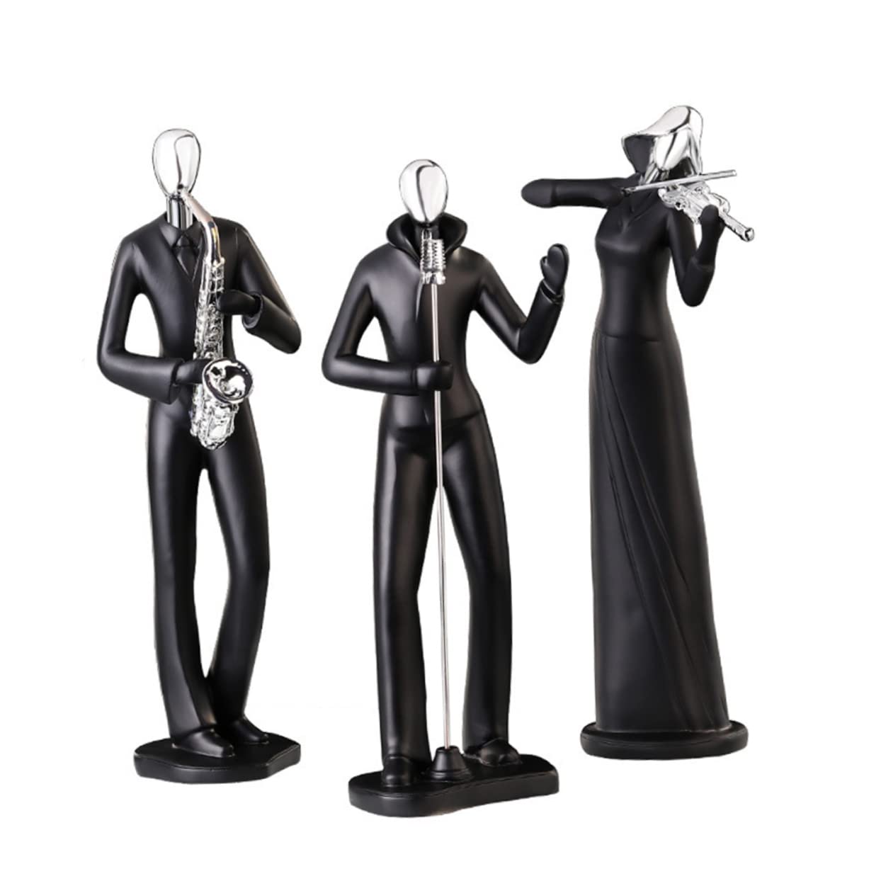Figura de Personaje Musical de Resina Negra, Ligera y Moderna, Adorno Adecuado para Decoración del Hogar y Bar Estilo Sencillo y Elegante