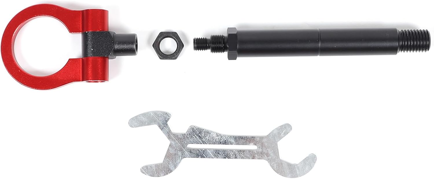 Car Front Bumper Tow Hook Compatible with Chevrolet Corvette C8 2020-2024, Racing Style Front Bumper Trailer Ring, Towing Tow Hook Screw Trailer Hitch Accessories (Red)