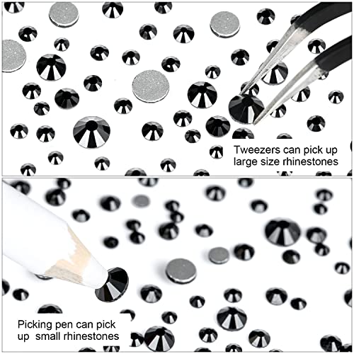 4240Pcs Flatback Black Rhinestones Glass Crystal Gemstones For Nail Art Eye Jewels Makeup Round With Tweezers And Picking Pen (Ss6~Ss20 Set)… #TOP3