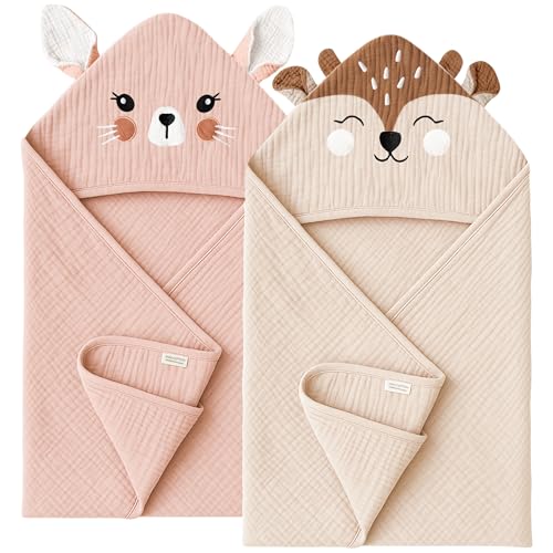 Image of Konssy Muslin Hooded Baby Towels
