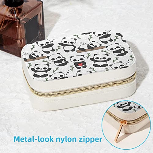 Boîte à bijoux portable panda compacte avec compartiments boucles d'oreilles