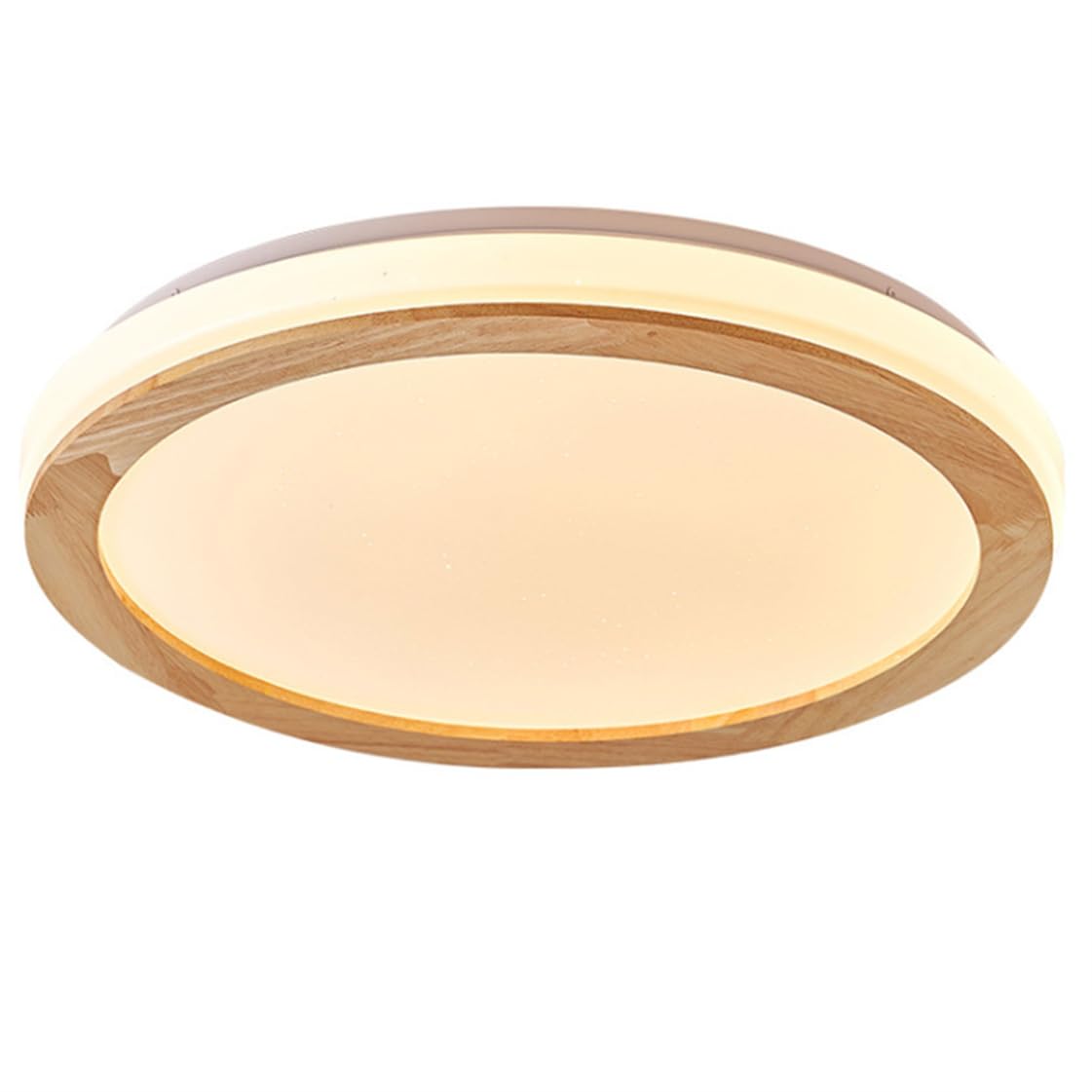 JXYDJH Natural Color Round Wooden Grain Ceiling Lamp with Remote Control 36W - 18.9" Modern LED Ceiling Lights with Sidelight Dimmable Fixture for Living Room, Bedroom, Laundry Room