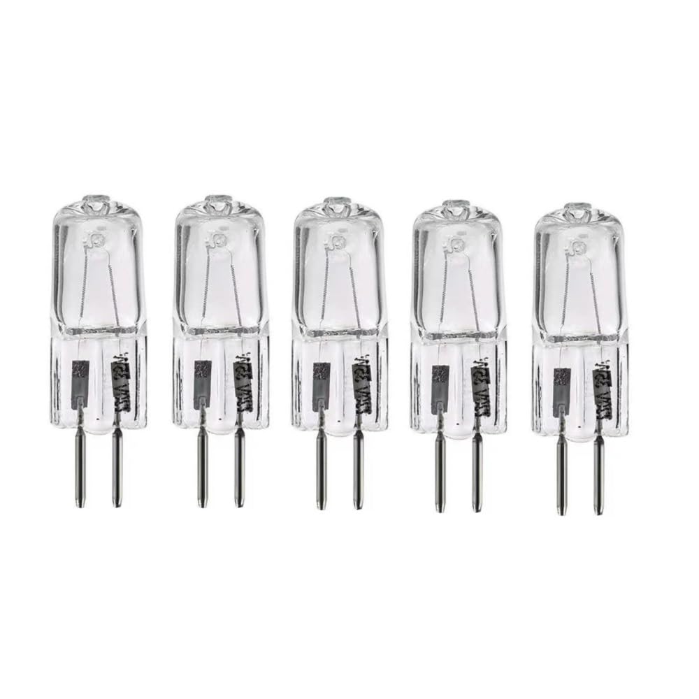 LEDLOCLB 5pcs GY6.35 Halogen Bulb 12V/24V 50W 100W 150W 200W 250W for Projector Microscope Lamp Halogen Tungsten Filament Beads Warm White Light (Colour Temperature 2700K),Warm White 2700K,12V -50W