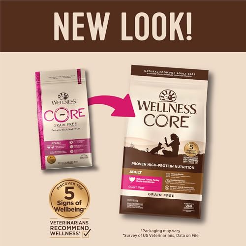 Image of Wellness CORE Adult Dry Cat Food, Natural, Grain Free Kibble, Turkey and Duck Recipe, 11 lb Bag