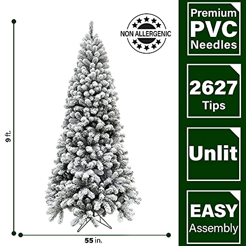 Fraser Hill Farm 9 Ft. Flocked Christmas Tree, Unlit