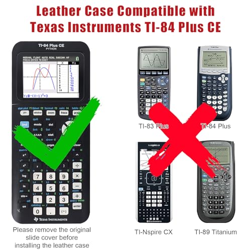 Image of YouKnow PU Leather Protective Case Compatible with Texas Instruments TI-84 Plus CE Color Graphing Calculator with ID Card Slot (Only Case) (Red)