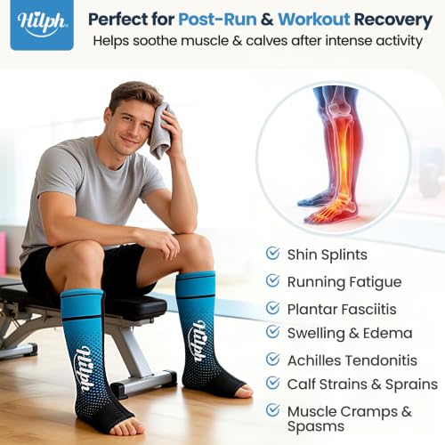 Image of Hilph 2PCS Full Calf Ankle Ice Pack Wrap, Extended Leg to Foot Ice Sleeve