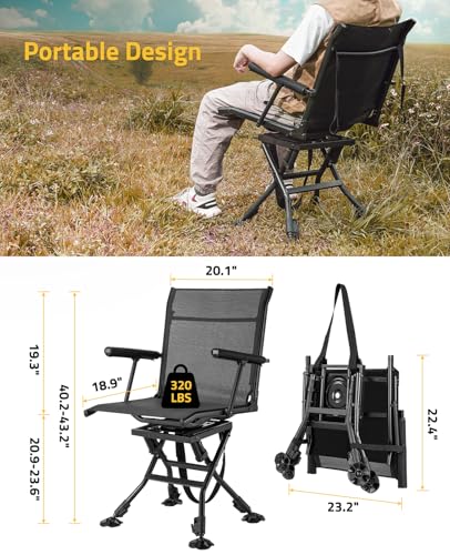 Trakiom Swivel Hunting Chair for Deer Hunting Blind Chair with Armrest - image 4