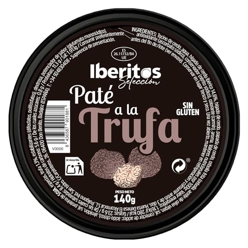 Iberitos – Bandeja 10 unidades Paté a la Trufa 140gr – Untable en lata – Sabor gourmet con trufa – Sin gluten – Para aperitivos y desayunos