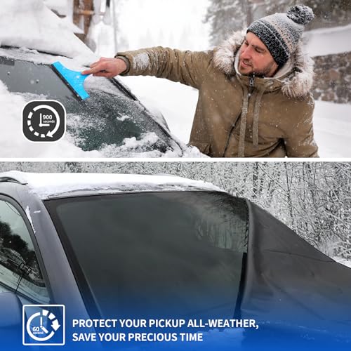 Image of Windshield Cover for Ice and Snow for Toyota Tundra (Limited, SR5, Platinum, TRD Pro) 2022-2025 2026, Windshield Snow Cover for Truck Window Shield Protector for Snow Rain Dust Hail Protection