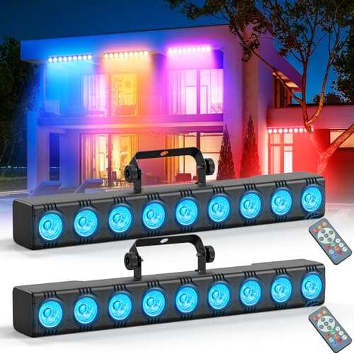 Barre LED RGBW Wallwasher, Rtktoup 9 x 6W Jeux de Lumiere Soiree Professionnel Lampe Disco Lumiere Ambiance D'éclairage de Scène avec dmx Contrôle pour DJ Discothèque Fete Effets, 2 pièce