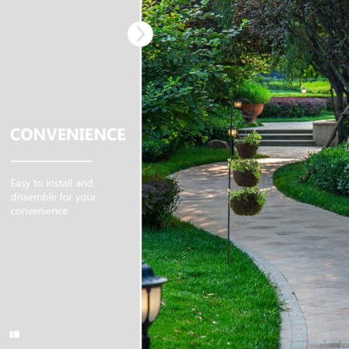 Gancho de tierra de hierro YARNOW negro para luces y macetas en jardín, pack de 3 piezas 6