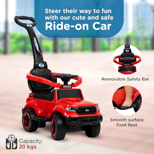 Image of Mee Mee Waddle Wagon Baby Ride-On Car - Safe, Fun, and Interactive Ride-On Toy for Kids Aged 1-3 Years with Music, Lights, and Storage (Red)