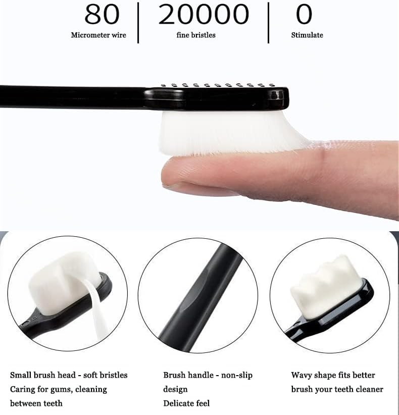 Miniatura 3 de Cepillo de dientes nano prémium de inspiración nórdica, cepillo de dientes extra suave para adultos con 20000 cerdas suaves, cepillos de dientes