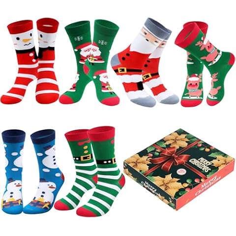 TENYSAF Women Christmas Socks Funny Crew Sock for Female Colorful Novelty Patterned Xmas Socks 6 Pack US 6-11 Cover
