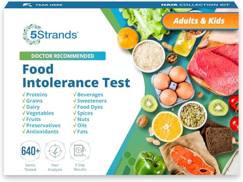 5Strands Food Intolerance Test, Accurate Hair Analysis, 658 Items Tested, at Home Food Sensitivity Test Kit for Adults & Kids, Gut Health Test, Results in 4 Days