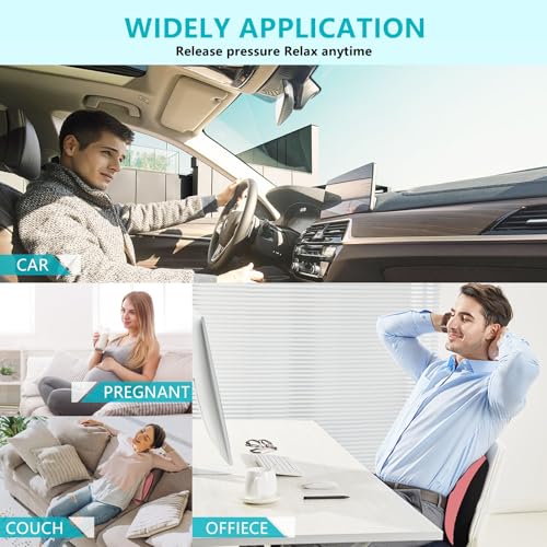 Image of FLORICH Lumbar Support with Car headrest Back Pillow for Chair Headrest Pillow with Gel Memory Foam Massage Point Memory Foam Back Pillow for Office Chair(Light Pink)