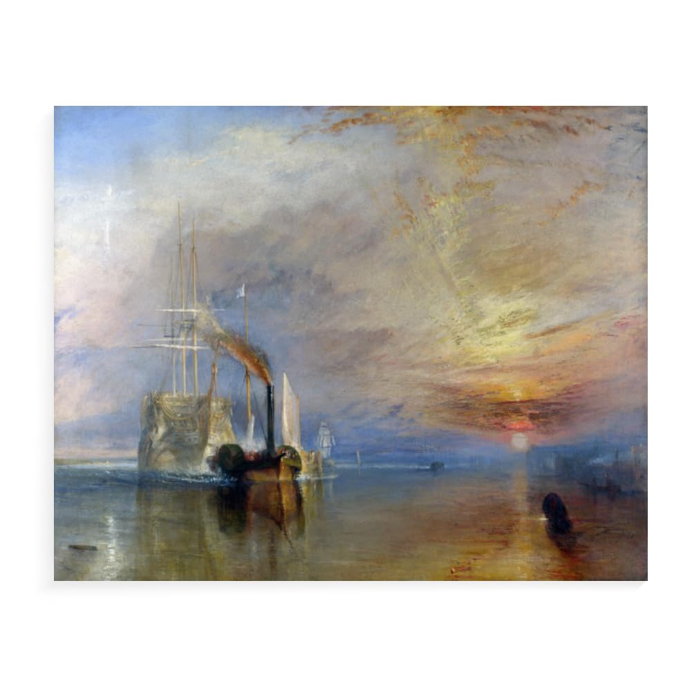 Paint by Numbers for Adults with Frame Landscape - Famous Paintings Joseph Mallord William Turner -The Fighting Temeraire Tugged - 40X50Cm Kids Canvas Acrylic Painting Kits,B12