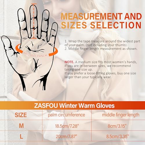 ZASFOU Damen Winter Warm Touchscreen Handschuhe mit Fleece Gefütterte Strick winterhandschuhe für Kaltes Wetter,Beige,M