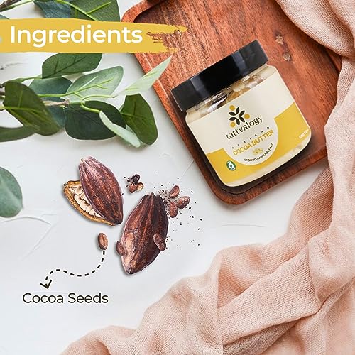 Image of Tattvalogy African Cocoa Butter | Organic, Raw & Unrefined | Moisturizer | For Body Lotion, Stretch Marks, Lip Balms, DIY Creams & Moisturizer | Ideal For Men & Woman | In Plastic Jar - 100 GM