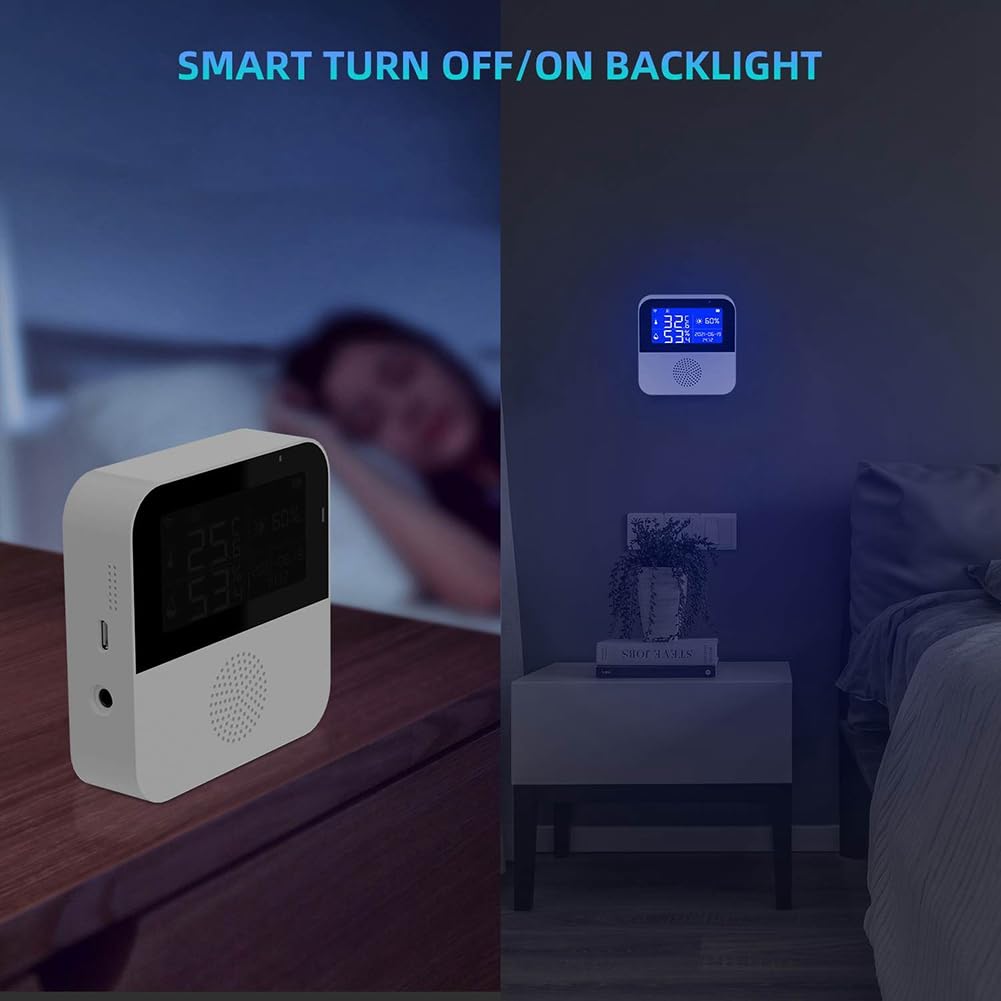 Rensimote 1 Set White ABS Smart WiFi Temperature Humidity Sensor Home Dual Temperature Sensor with Probe - Image 4