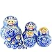 Azhna 10 poupées russes en bois 12 cm Souvenir Matriochka Collection de décoration de la maison Matriochka peinte à la main Poupée russe en bois (Bleu)