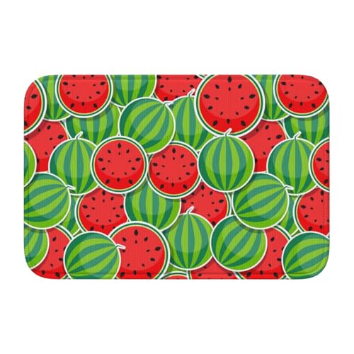 玄関マット スイカ フルーツ柄 バスマット 室内 屋外 足拭きマット カーペット おしゃれ 北欧 滑り止め付き 洗える ベットルーム 浴室 台所 寝室 業務用 家庭用 40×60cm