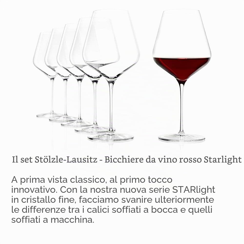 Stölzle Lausitz Calice Borgogna Starlight 820ml I Set di 6 Bicchieri da Vino Rosso Lavabili in lavastoviglie e infrangibili I Calici da Vino Altamente Funzionali I qualità Pregiata