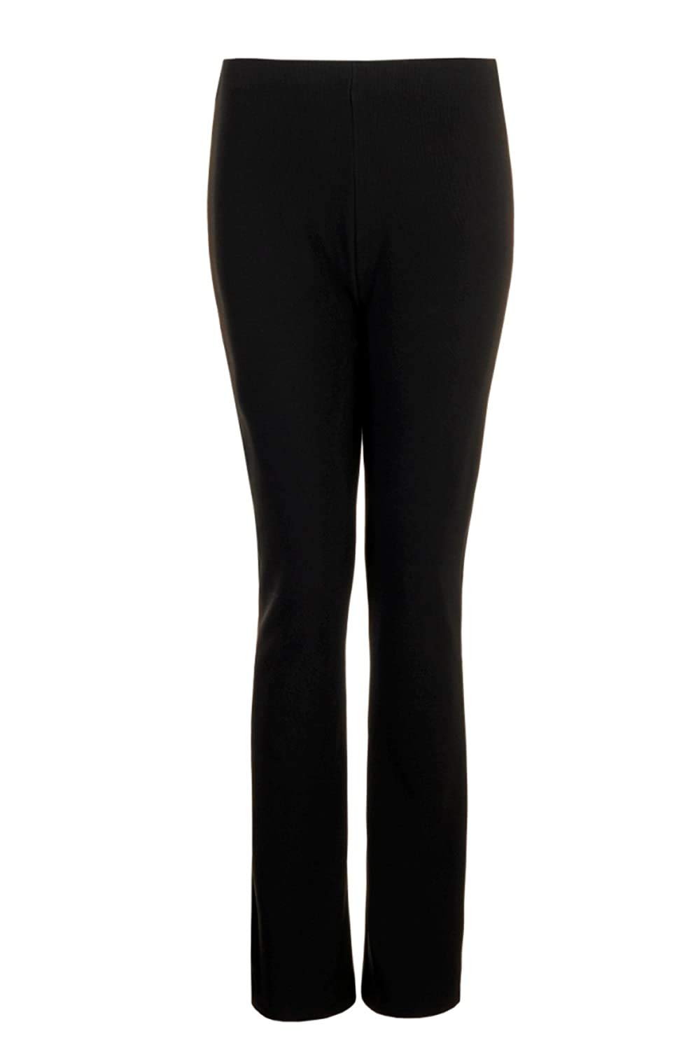 Get The Trend Women's Black Ribbed Trousers Work School Rib Bootcut Trousers (Size 24 - Short, )