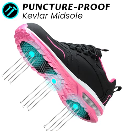 Image of LANSNBO Waterproof Steel Toe Shoes for Women Non Slip Sneakers