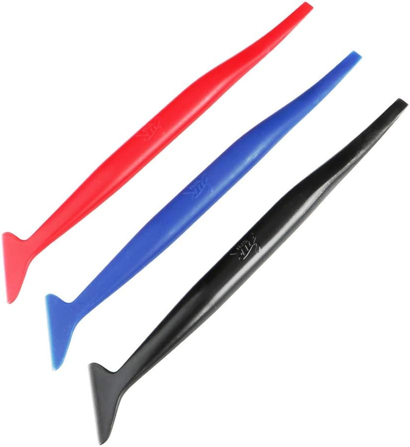 GTIWUNG 3 in 1 Vinyl Car Wrapping Micro Squeegee, Mini Flexible Squeegee, Curves Slot Tint Tool Set with 3 Different Hardness for Installing Vehicle Wraps and Auto Stickers