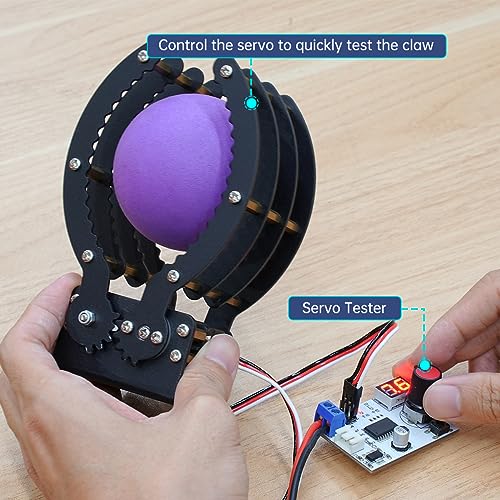 Image of Robotic Claw Full Metal Wave Edge Clamp Robot Hand Gripper Grabber, 1LB Max Grab Weight & 0-9in Open Range High Torque Robotic Arm Replace Claw Robot DIY, Mechanical Claw with Servo
