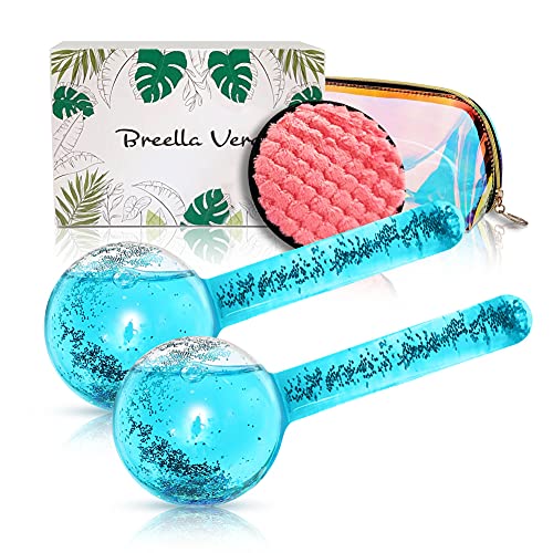 BreellaVera Ice Globes For Facials - Face Massager And Ice Roller Globe - Facial Ice Globes For Anti Aging, Reducing Puffiness, Inflammation and Bags Under Eyes - Facial Massage Globes Glass