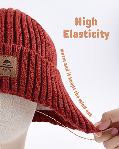 Baby Beanie Fleece Lined Toddler Winter Hat With Ear Flaps Little Girls Boys Warm Hats Cute Beanies For Kids Wine #TOP3