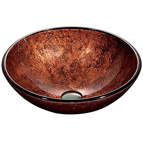 Vigo Vg07028 Mahogany Moon Tempered Glass Vessel Sink, Copper #TOP22