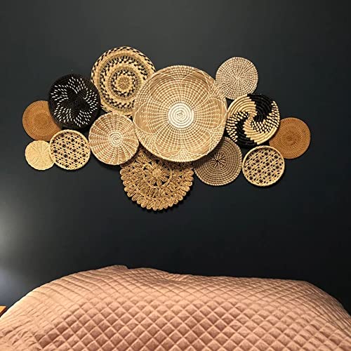 Oriental Luxury Basket Wall Decor Boho Wall Art, Wicker Round Bowl, Wicker Wall Tray, Bohemian, Hanger Wall Plate,Set Of 13 #TOP2