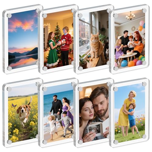 Dooiclear 8 Pack Acrylic Magnetic Picture Frame for...