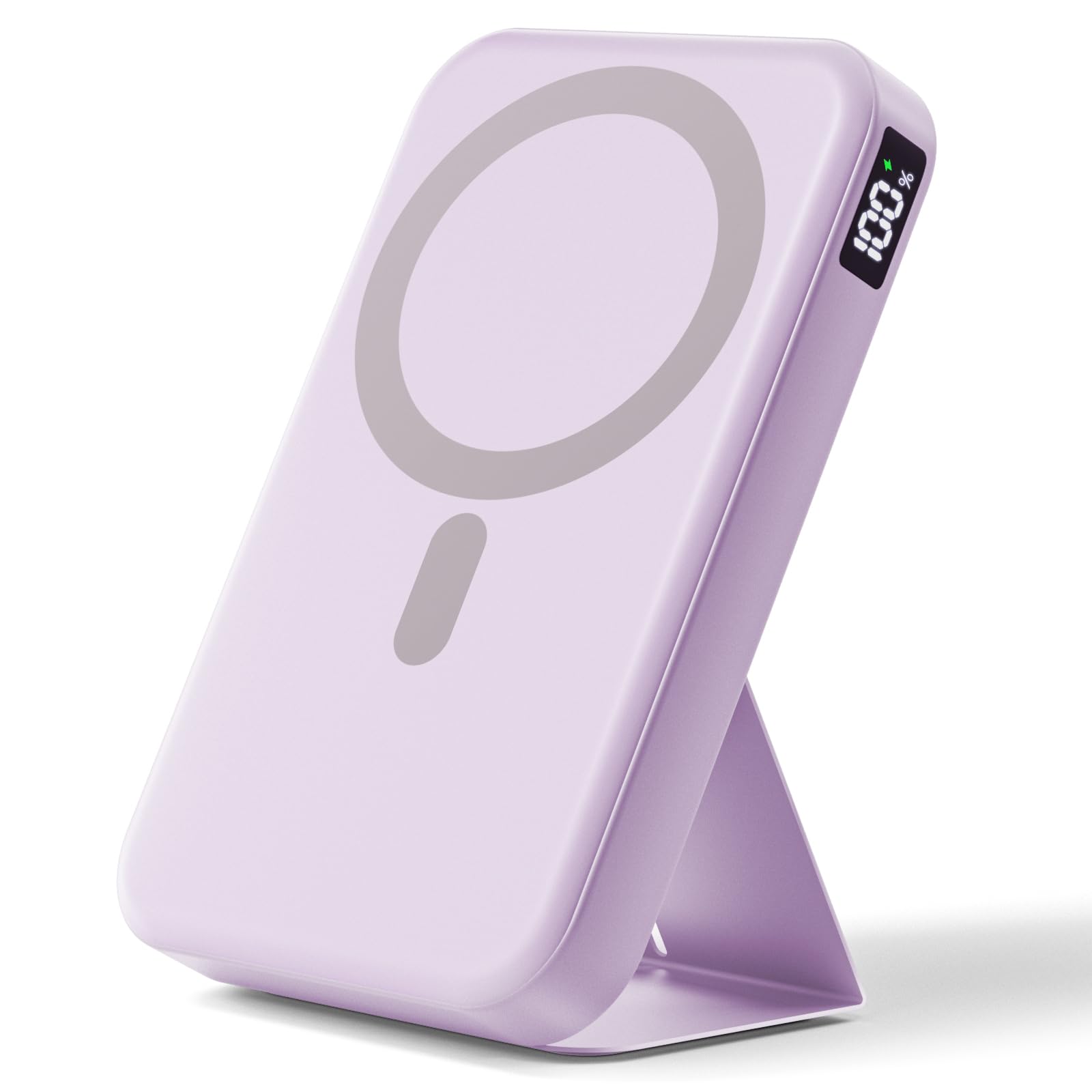 10000mAh Wireless Portable Charger with LED Display Large Capacity Magnetic Power Bank with Foldable Stand