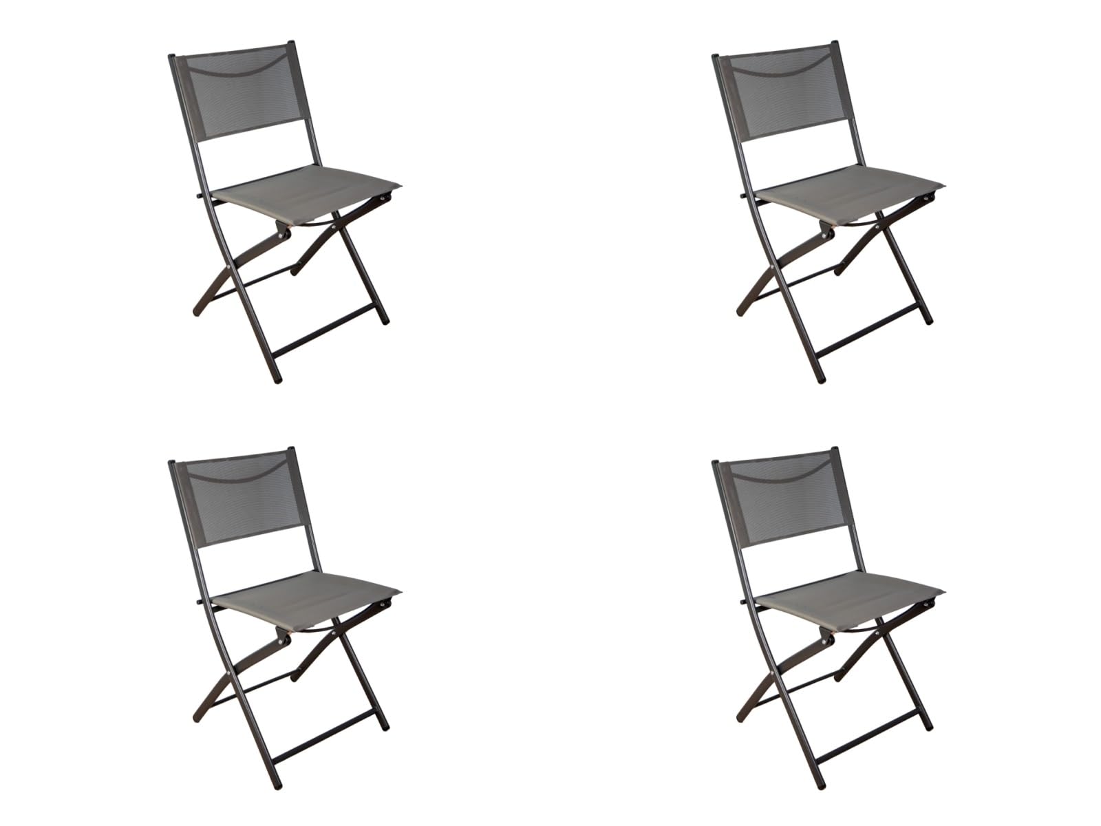 HERSIG - Pack 4 Sillas Camping, Playa, Piscina o Jardin | Pack 4 Sillas Plegable Color Gris 46x58x81cm