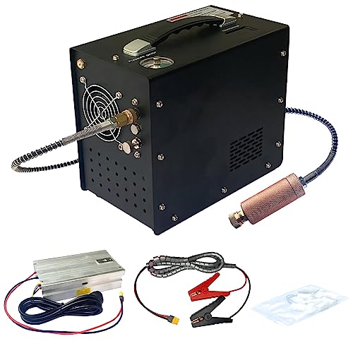 Image of PCP Air Compressor 4500Psi /30Mpa Water /Oil Free Air Pump Rifle /Pistol Paintball Cans Powered 12V DC /110V AC For Home Use With Power Converter And Oil-moisture Filter Easy Carry