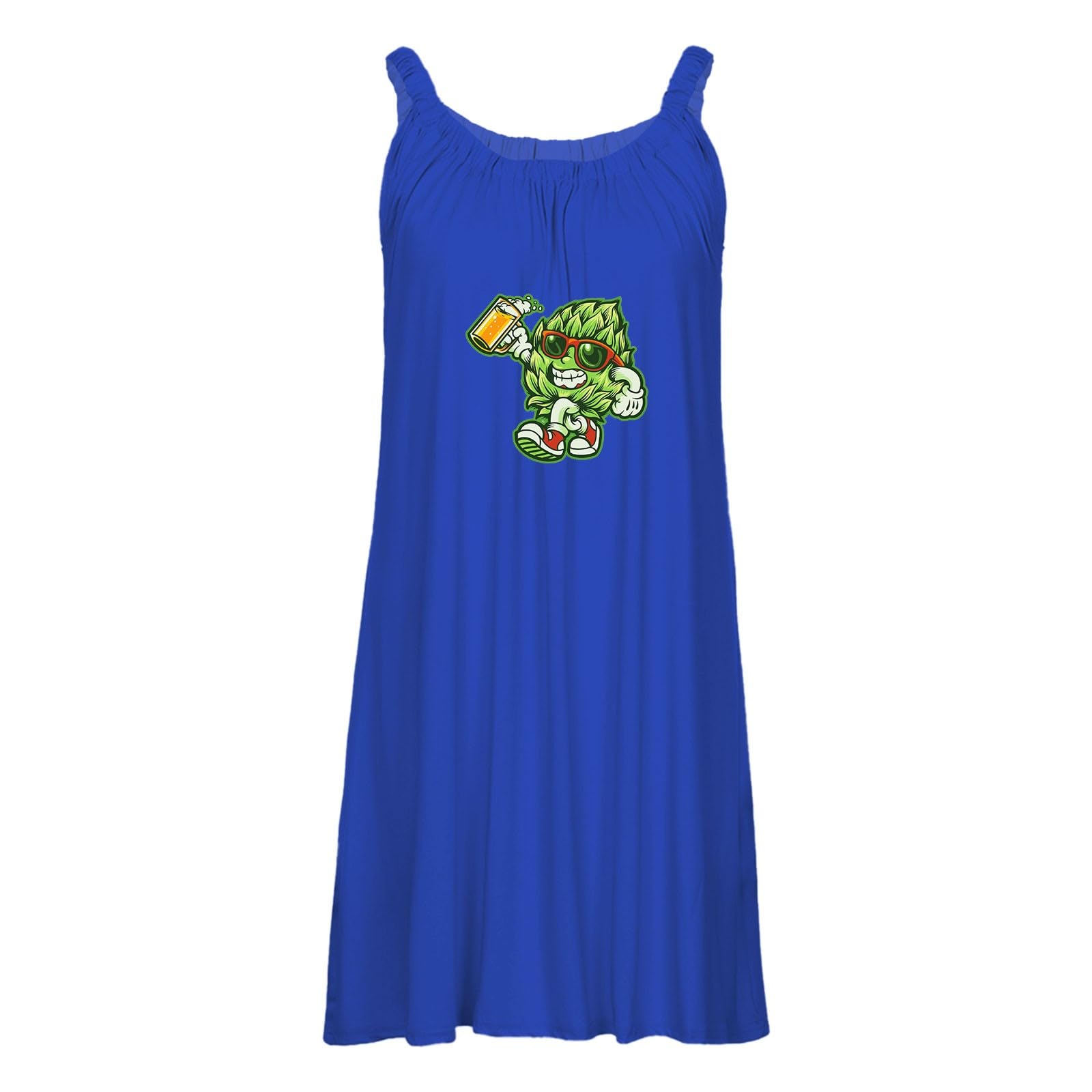 Women S Dresses for Summer Women's Casual Fashion Sexy Retro Beer Festival Printed Strap Dress Short Sleeve Solid Tie Dress