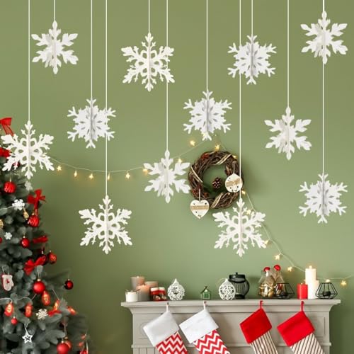COYUN 12 Stücke Weihnachten 3D Schneeflocken Deko,...