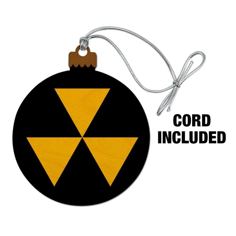 GRAPHICS & MORE Fallout Shelter Civil Defense Symbol Radioactive Radiation Safe Zone Wood Christmas Tree Holiday Ornament