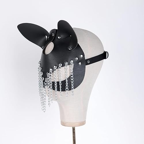 Miniatura 2 de Transfree Máscaras de cuero para mujer, diseño gótico, zorro, conejo, gato, conejo, conejo, máscara de media cara, máscara de mascarada, fiesta,