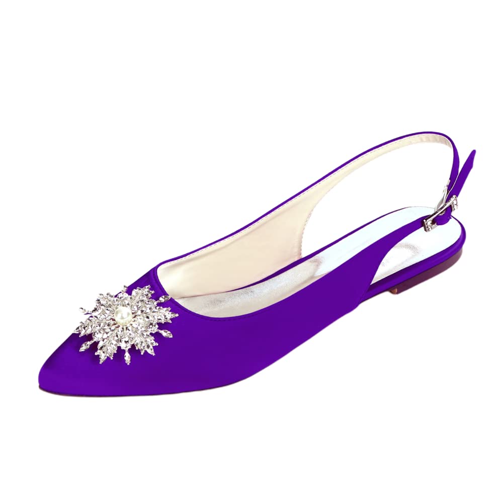 Chaussures plates à strass bout pointu bride arrière violette 36.5