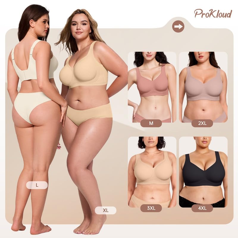 Image of ProKloud Jelly Bras for Women No Underwire Wireless Bra with Support and Lift Full Coverage Plus Size Comfy Seamless Bra