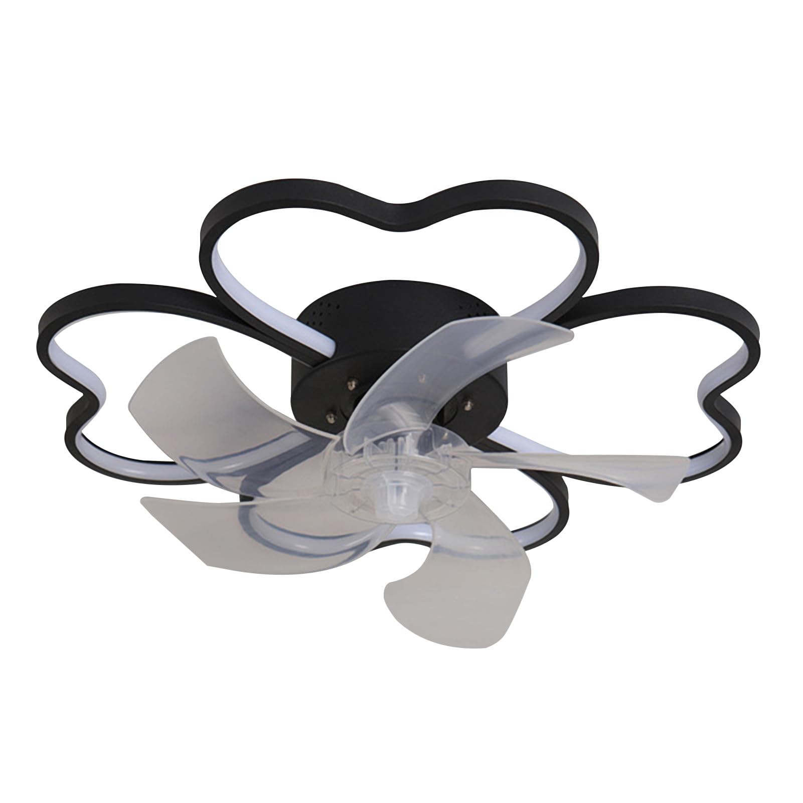 euppaury Ceiling Fan with Light, Flower Shape Ceiling Fans with Lights and Remote, Flush Mount Ceiling Fans with Light for Bedroom, Living Room Black